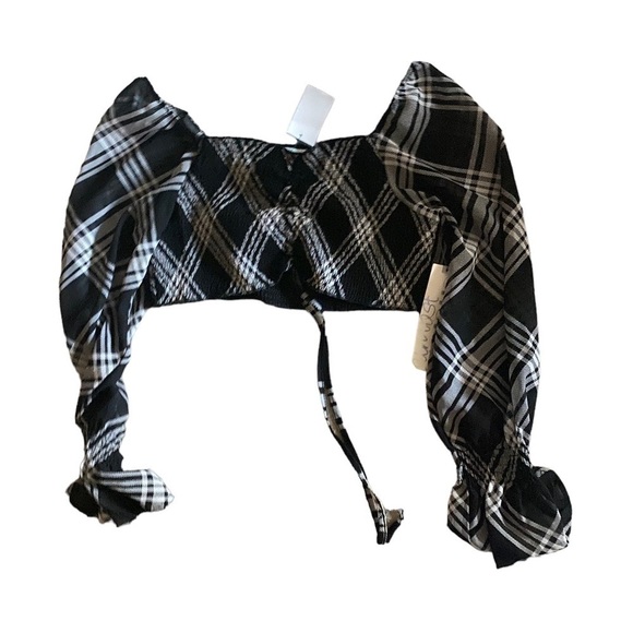 Almost Famous Dark Goth Plaid Off Shoulder Halter Top Women’s Size XL NWT - Picture 6 of 9